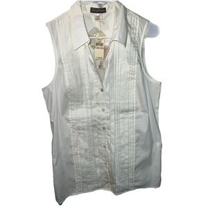 Tommy Bahama Women's  Sleeveless Ivory Mist‎ Tux Shirt Size 12 NWT